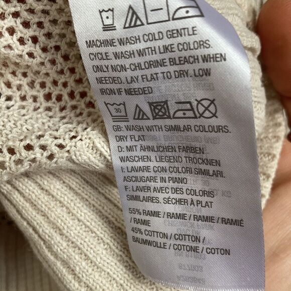 D & Co cotton blend openwork cardigan color pale tan - Picture 4 of 5